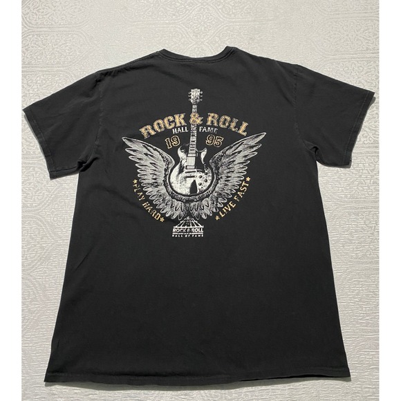 Rock & Roll Hall Of Fame Other - Rock & Roll Hall of Fame Graphic T-Shirt Mens Large Black 1995 Winged Guitar Tee
